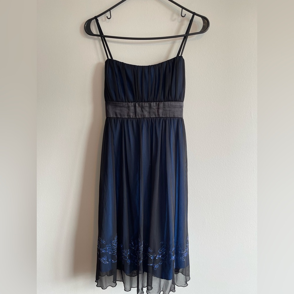 City Triangles Blue and Black Mesh Dress
